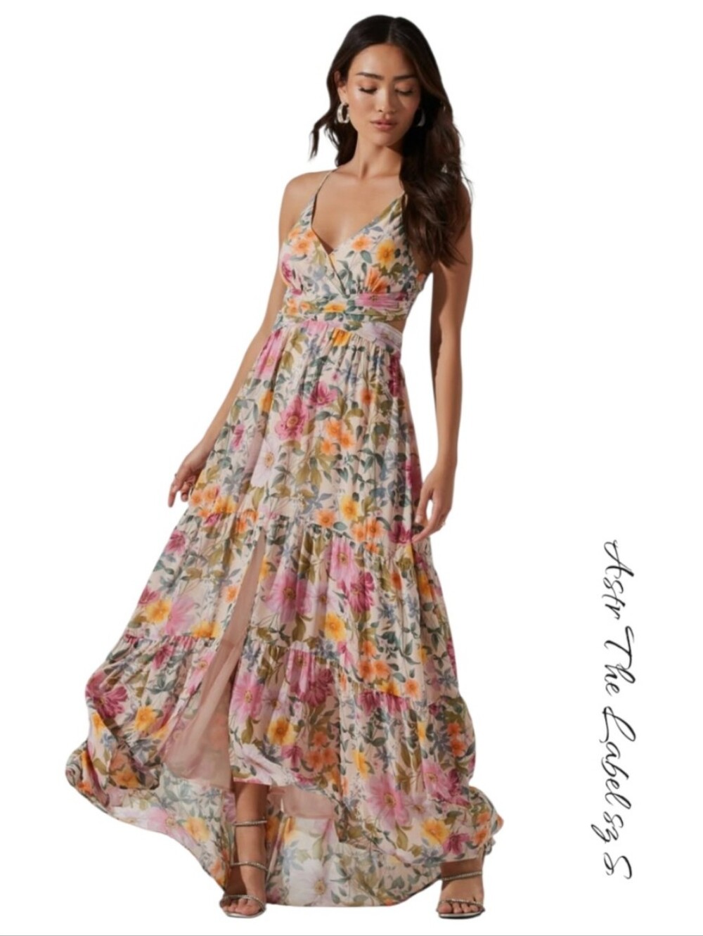 ASTR the Label Frolic Floral Cutout Maxi Dress NWT Size S